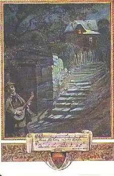 Franz Schubert Liedkarte des deutschen Schulverein Leise flehen mein Lieder, gebr.  1910