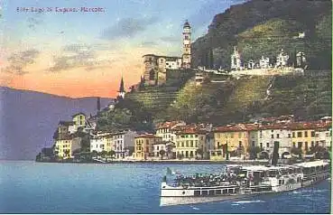 Lago di Lugano Marcote mit Binnenschiff "Italia" * ca. 1910