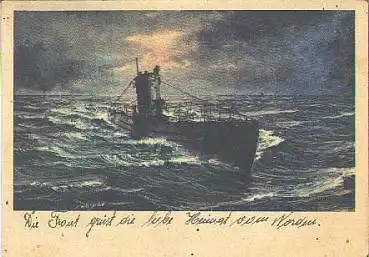 U-Boot Künstlerkarte Wolf Strobel, o 15.8.1942