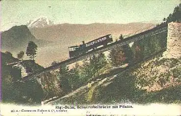 Rigi-Bahn Schnurtobelbrücke mit Pilatus o 10.8.1906