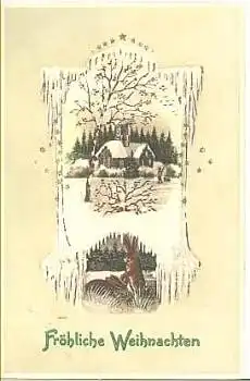 Föhliche Weihnachten Glückwunschkarte gebr. ca. 1910