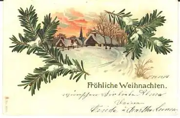 Fröhliche Weihnachten Glückwunschkarte gebr. 1900