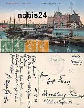Straßburg Rheinhafen mit Binnenschiffen Elsass o 23.12.1922 Ansichtskartensammlervereins Kosmopolit Nr. 16536 Georg Schaeffer