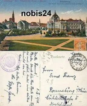 Strassburg Elsaß Theater o 8.3.1922 ​​​​​​​Mitgliedsstempel des Ansichtskartensammlervereins Kosmopolit Nr. 16536 Georg Schaeffer