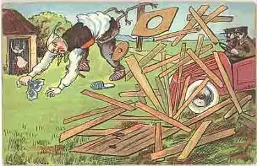 Auto mit Toilette Humorkarte o 5.4.1906