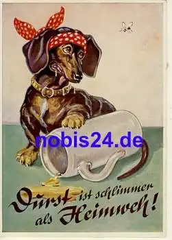 Dackel mit Bier *ca.1950