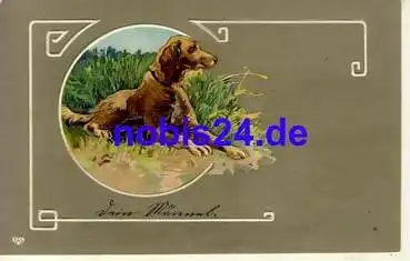 Jagdhund Prägekarte o 1907