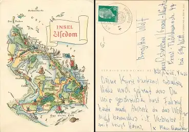 Alfred Hoppe 8005 Insel Usedom Künstlerkarte o 1966