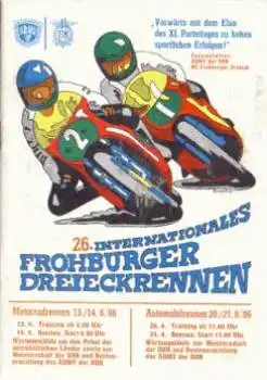 Frohburger Dreieckrennen 26. Internationales Motorräder Auto 21.9.1986 Zeitschrift
