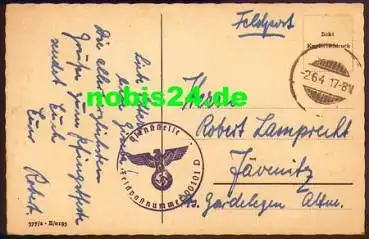 Feldpost-Nr. 00101 D auf AK mit Stummenstempel 2.6.4