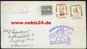 Cuba Brief nach Leipzig, o 1954