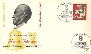 Konrad Adenauer Sonderumschlag Ehrenbürger von Berlin o 10.10.1963