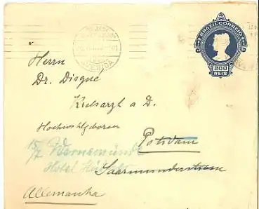 Brasilien Ganzsachenumschlag 200 Reis nach Potsdam o 26.6.1912