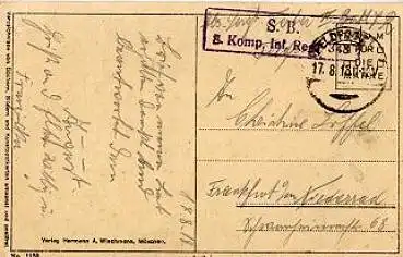 Feldpostkarte S. B. S. Kompanie Infanterie Regiment Nr. 248 o 17.08.1918