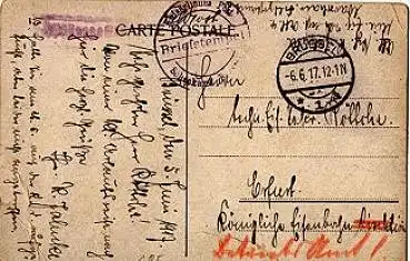 Feldpostkarte Kaiserliche  Post Scheckamt Reserve .... o 5.5.1917