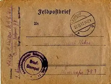Feldpostbrief, Maschinengewehr Schaftschützen-Abteilung, o 27.11.1917