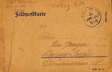5. Kavallerie-Division Feldpostkarte o 5.10.1915