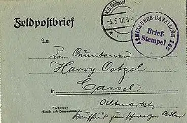 Feldpostbrief, Armierungs-Bataillon, Nr. 185, o 5.5.1917