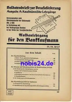 Lehrgang Bankkaufmann Brief 19/20 ca.1942 Heft 30 Seiten