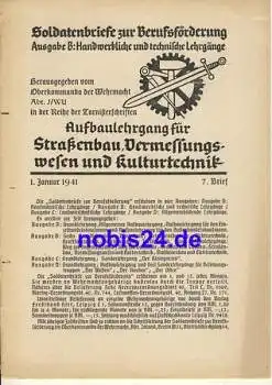 Lehrgang Strassenbau,Vermessungswesen und Kulturtechnik Brief  1941