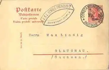 Deutsche Post in der Türkei Ganzsache 20 Para 19.8.1909 mit WZ