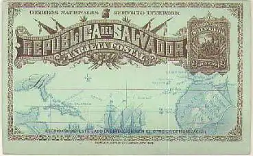El Salvador Ganzsache 2 Centavos   1892 (400 Jahre Entdeckung durch Cristobal Colon)