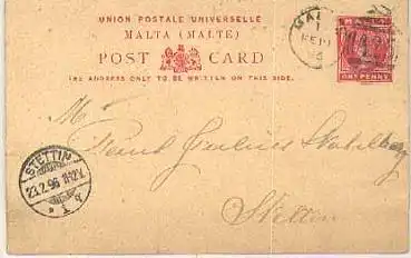 Malta Ganzsache o 1.2.1896
