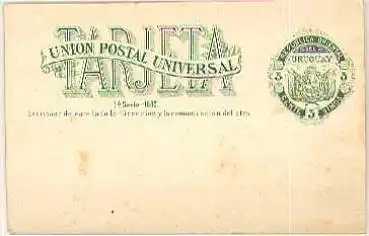 Uruguay Ganzsache 3 Centimos 1a Serie *1880