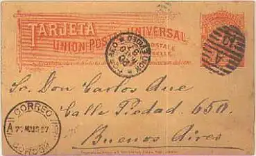 Uruguay Ganzsache 2 Centimos  o 20.5.1897