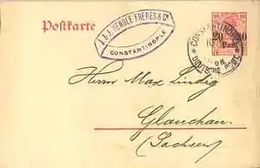 Deutsche Post in der Türkei Ganzsache 20 Para oConstantinopel 10.5.1911 mit WZ