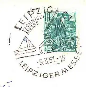 Leipzig Messestempel o 9.3.1961 auf AK