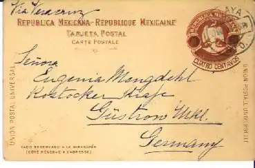 Mexico Ganzsache nach Güstrow o 27.5.1913