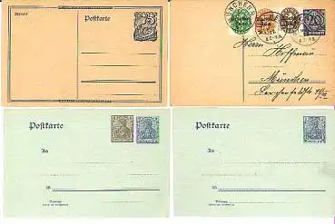Ganzsachen Deutsches Reich 4 Stück ca. 1900-20 1xDienstpost