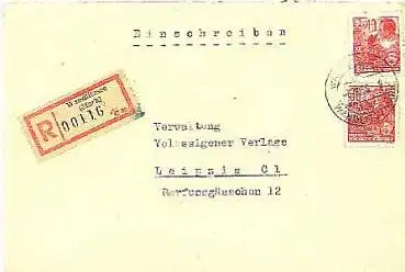 Wandlitzsee  Brief mit R-Zettel 00116 o 3.9.1955