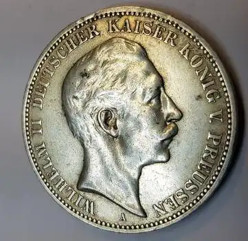 Jäger 103 - 3 Mark PREUSSEN 1910 Wilhelm II vz. Kaiserreich Silbermünze