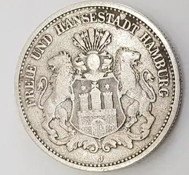 Jäger 061 Hamburg 2 Mark 1876 ss+ Kaiserreich Silbermünze