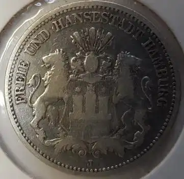 Jäger 061 2 Mark Hamburg 1876 Kaiserreich Silbermünze