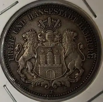 Jäger 063 2 Mark Hamburg 1907 Kaiserreich Silbermünze