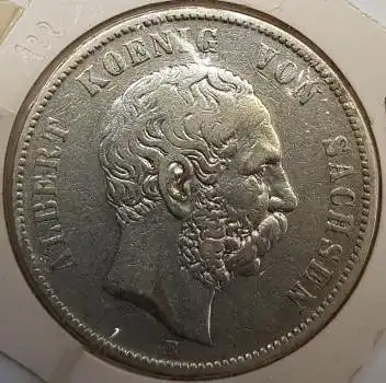 Jäger 122 - 5 Mark Sachsen 1876 Erhaltung