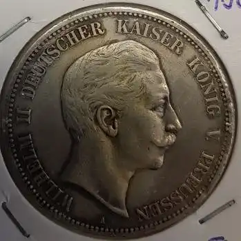 Jäger 104 - 5 Mark Preussen 1908 Wilhelm II vz