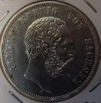 Jäger 125 - 5 Mark Sachsen 1902  König Albert vz+