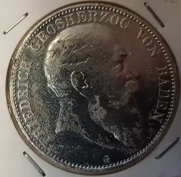 Jäger 033 - 5 Mark Baden 1907 Kaiserreich Silbermünze
