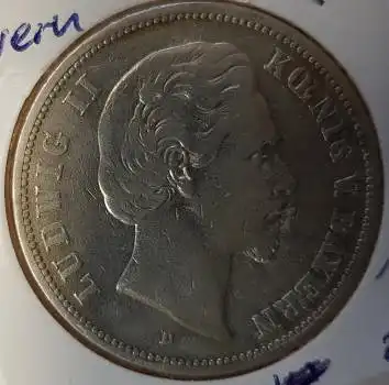 Jäger 042 - 5 Mark Bayern 1875 Ludwig II Silbermünze