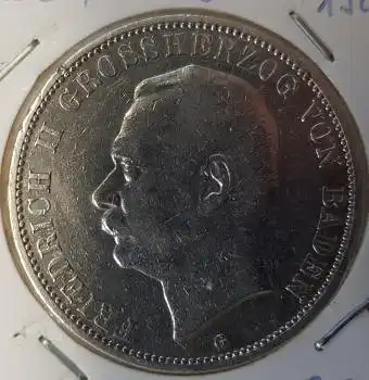 Jäger 040 - 5 Mark Baden 1908 vz Silbermünze