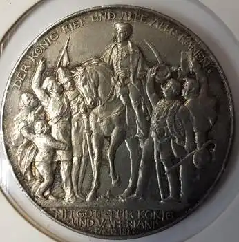 Jäger 110 - 3 Mark Preussen 1913 Adler schlägt Schlange stgl Kaiserreich Silbermünze