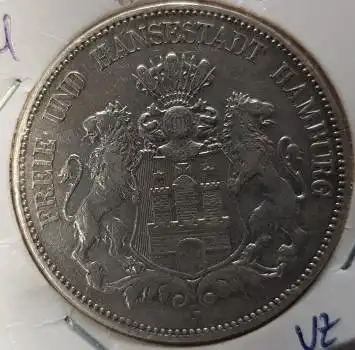 Jäger 065 - 5 Mark Hamburg 1898 Kaiserreich Silbermünze
