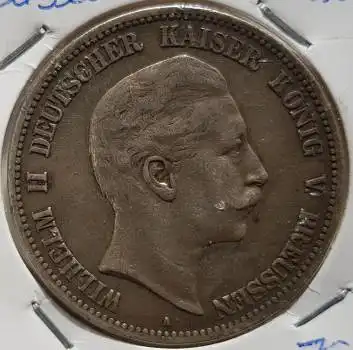 Jäger 104 - 5 Mark PREUSSEN 1902 Wilhelm II Silbermünze