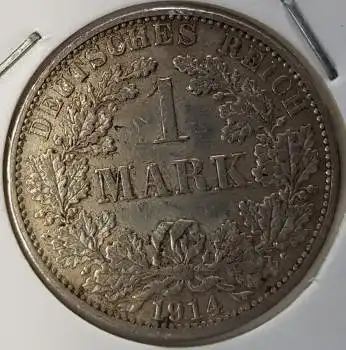 1 Mark 1914 A vz-stgl Kaiserreich Silbermünze