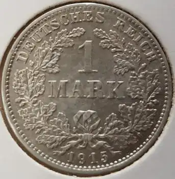 1 Mark 1915 D vz-stgl Kaiserreich Silbermünze