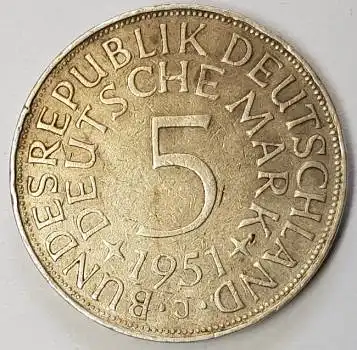 Jäger 0387 - 5 D-Mark 1951 J BRD